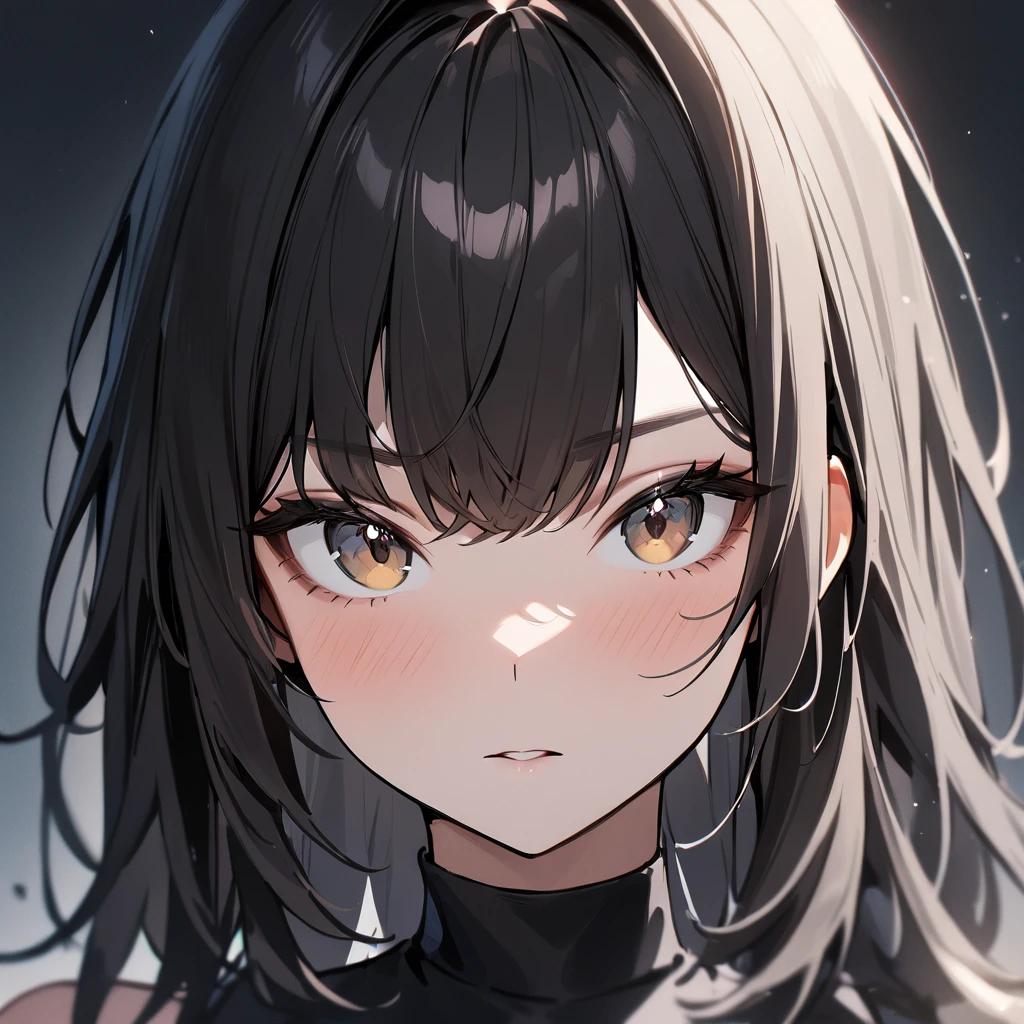 1 girl,Solo,wolf hair,(black hair:1),portrait,masterpiece, best quality, very aesthetic, absurdres,looking at viewer,split,(Matte),