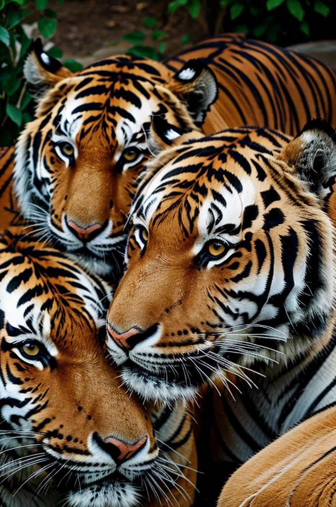 Lots of tiger heads next to each other, easy to color children&#39;s drawing