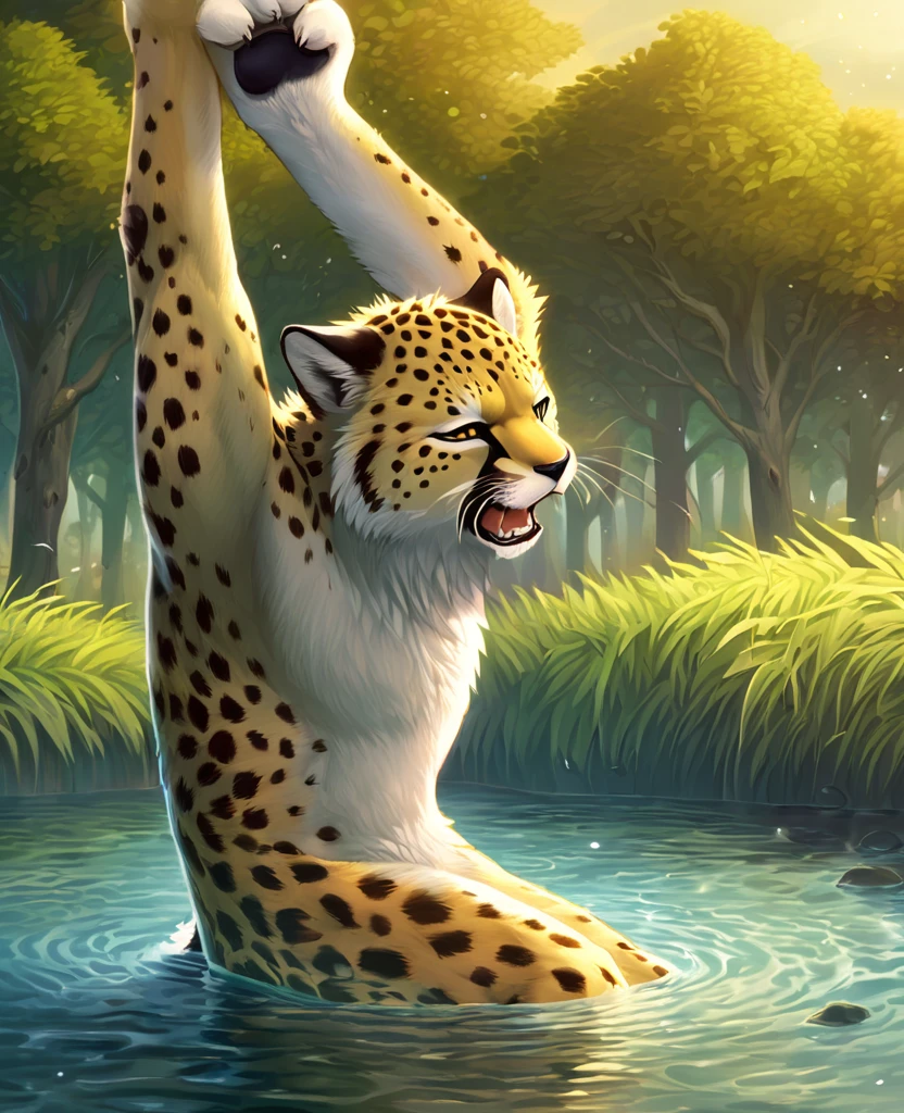 zPDXL, zPDXLxxx, score_9, score_8_up, score_7_up, score_6_up, score_5_up, score_4_up, BREAK source_furry, master tigress from kung fu, kung fu panda style, wet, furry, tomboy, flat chested,solo,1girl,furry pussy, naked, detailed fur, bathing, soap, in water, detailed waterfall background,rock,cartoon,2d, head down, ass up