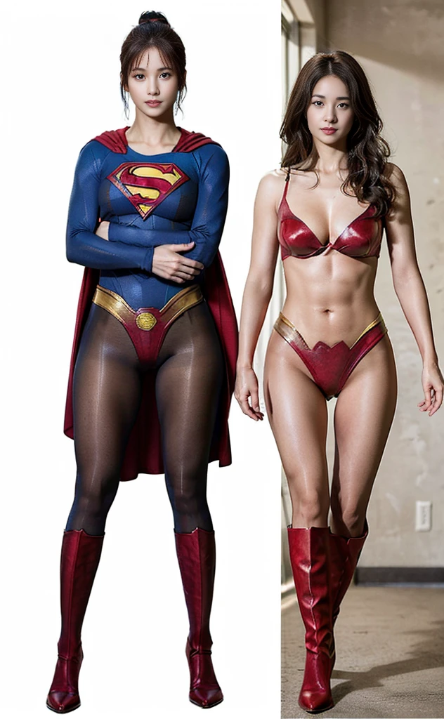 No background、(((Beautiful legs in black tights.)))、(((Legally express the beauty of your smile)))、((((Make the most of your original images)))、(((Body-hugging Supergirl costume)))、(((Supergirl Costume)))、(((Beautiful Hair)))、(((suffering)))、(((Please wear black tights....、Wear red boots)))、((Best image quality、8K))、((Highest quality、8K、masterpiece:1.3))、(((Preserve background )))、Sharp focus:1.2、Beautiful woman with perfect figure:1.4、Slim Abs:1.2、Wet body:1.5、Highly detailed face and skin texture、8K