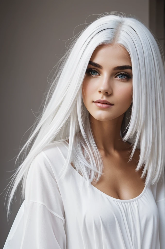 Beautiful girl with white hair with shapes