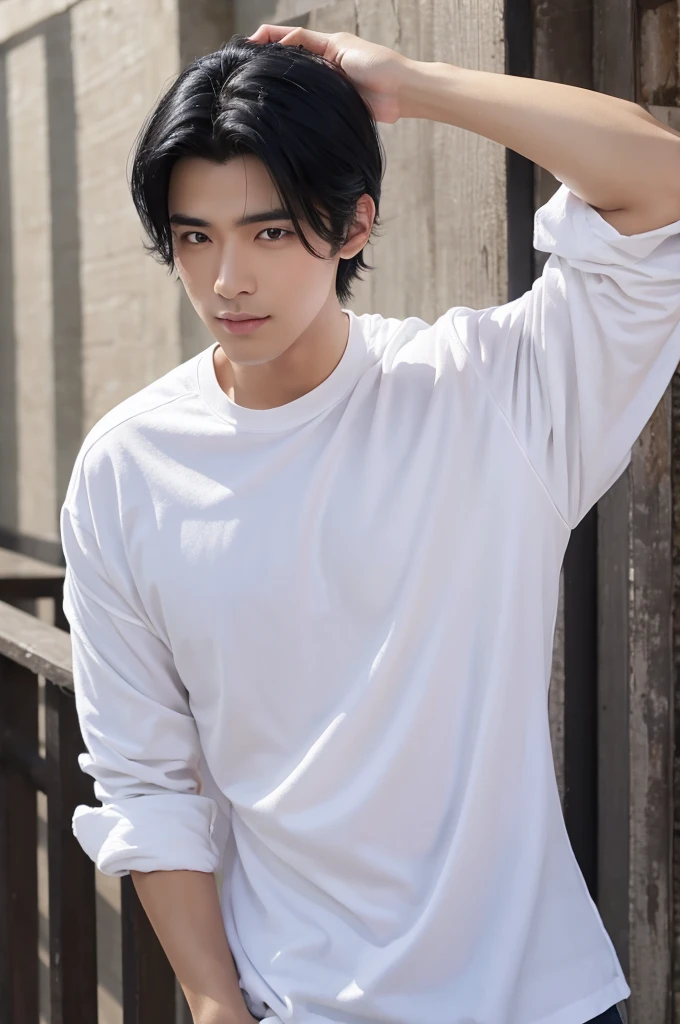 good looking　male　Black Hair　white