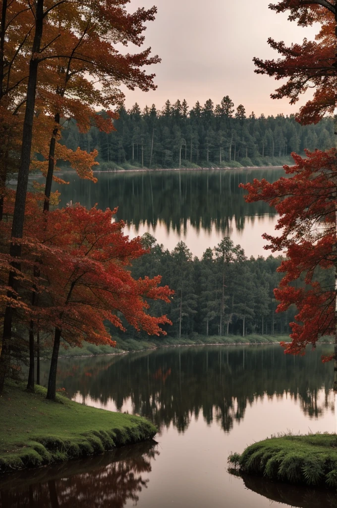 You can create a book cover, where you see a dark and gloomy forest, a lake of red water and an old boarding school in the background.