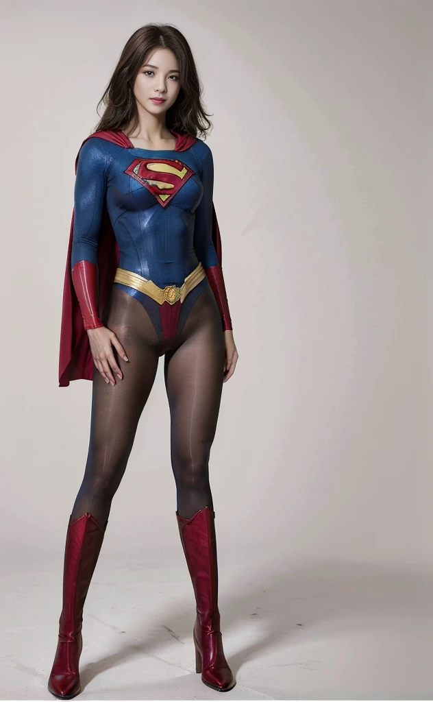 No background、(((Beautiful legs in black tights.)))、(((Legally express the beauty of your smile)))、((((Make the most of your original images)))、(((Body-hugging Supergirl costume)))、(((Supergirl Costume)))、(((Beautiful Hair)))、(((suffering)))、(((Please wear black tights....、Wear red boots)))、((Best image quality、8K))、((Highest quality、8K、masterpiece:1.3))、(((Preserve background )))、Sharp focus:1.2、Beautiful woman with perfect figure:1.4、Slim Abs:1.2、Wet body:1.5、Highly detailed face and skin texture、8K