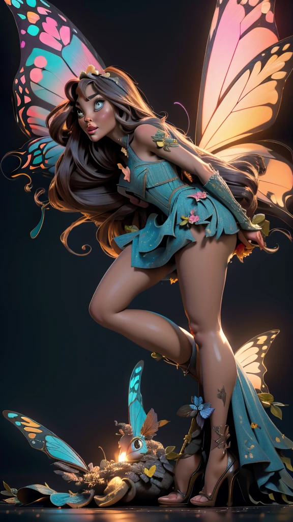 breathtaking a beautiful woman wearing (short butterfly dress) in Vanaheim, Crawling, . award-winning, professional, highly detailed
