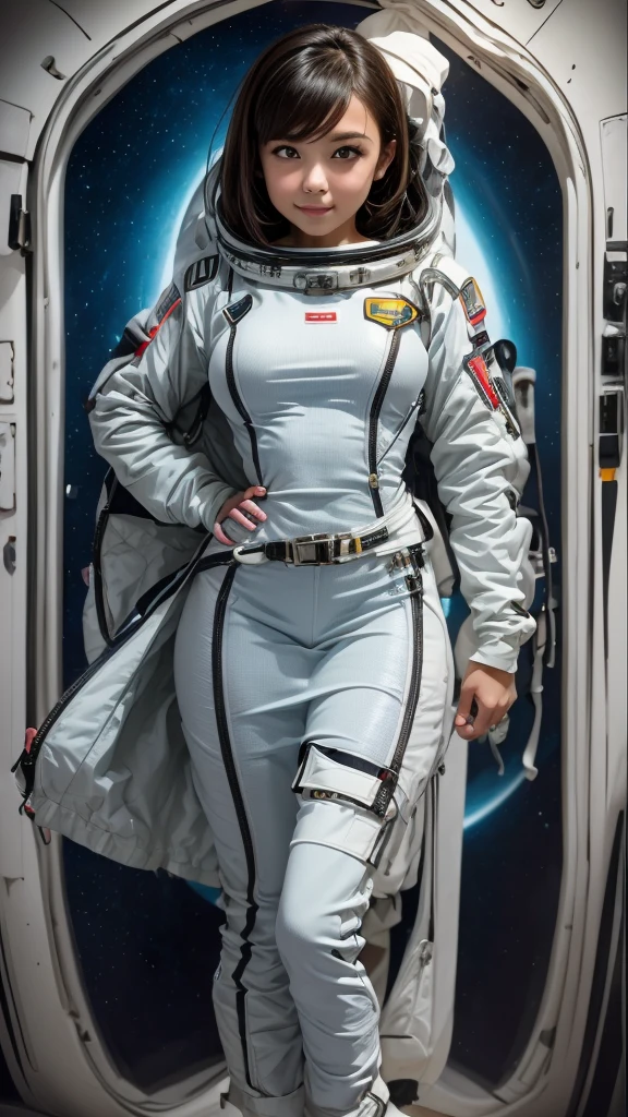 Anime girl in space with a spaceship in the background, thick and smooth warframe thighs, gynoid body, Usa un Space suit, Centaur Astronaut, Retrato Anime Space Cadet Girl, en Space suit, vestido con Space suit, con un Space suit puesto, biomechanical oppai, Totally adequate space, Spacesuit, Thicc, Silver space suit, Space suit