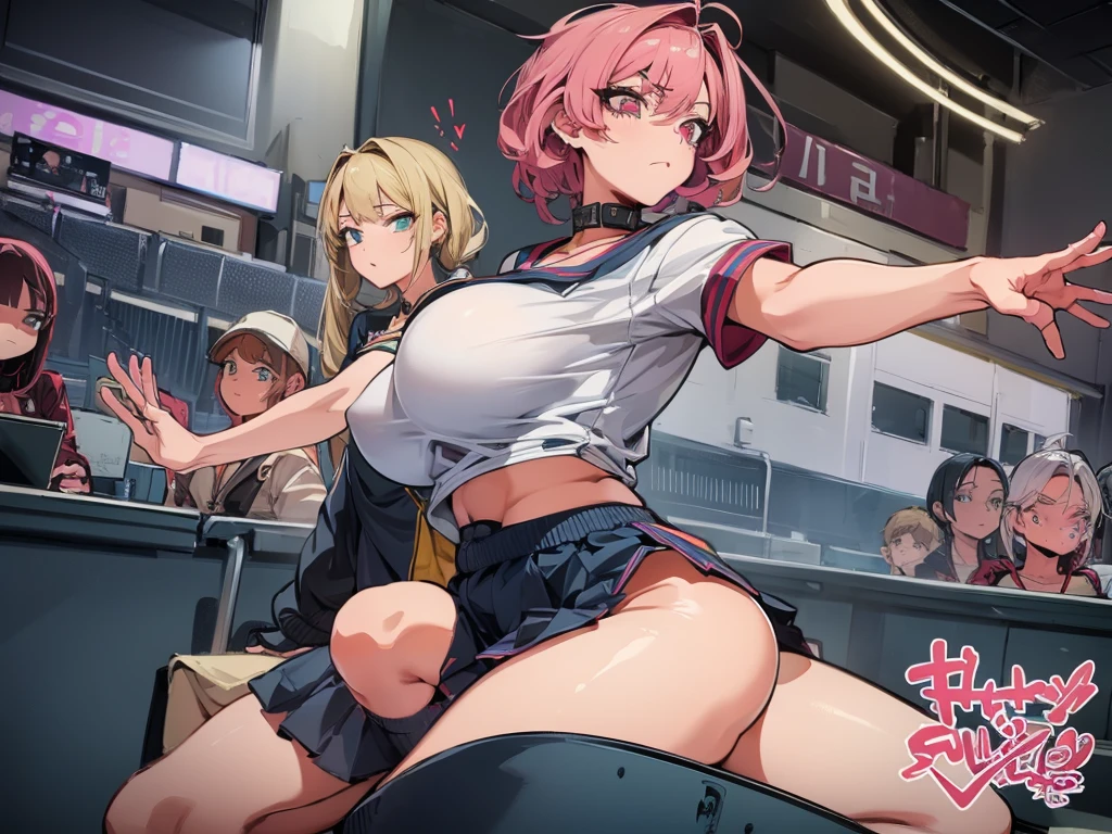 (Big Breasts)、A little angry、curvy、(((((1 girl)))))、High-pressure poses、In the theater