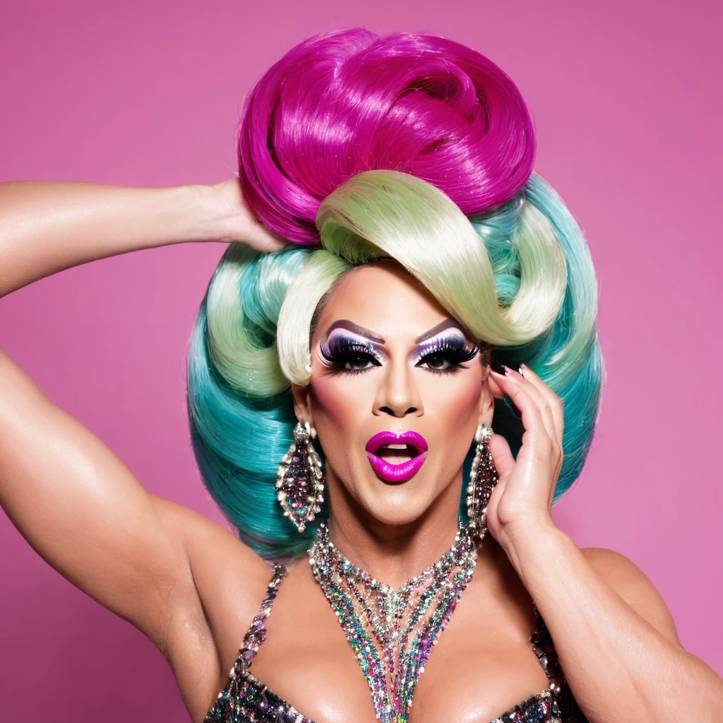 Drag queen banging her hair