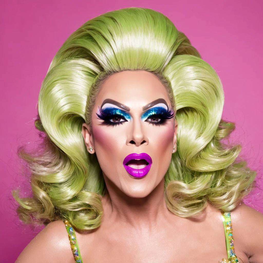 Drag queen banging her hair