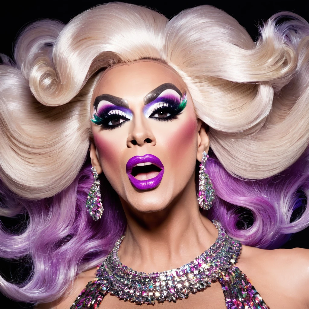 Drag queen banging her hair