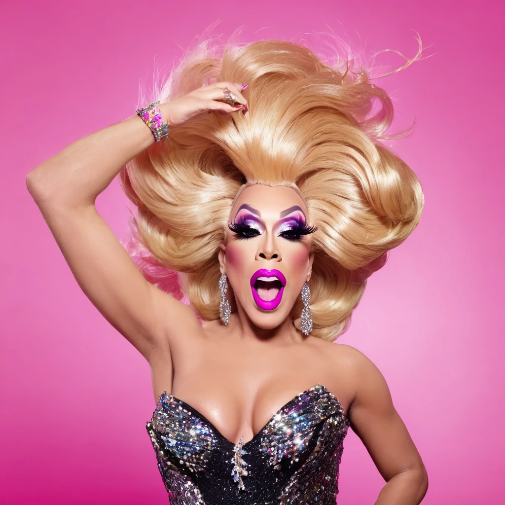 Drag queen throwing hair