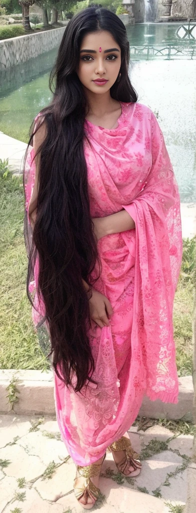 a woman in a sari posing for a picture, indian goddess, traditional beauty, indian, beautiful goddess, ornate cosplay, indian style, indian super model, beautiful maiden, gorgeous woman, south east asian with long, provocative indian, gorgeous beautiful woman, intricate outfit, hindu aesthetic, beautiful asian girl, extremely detailed goddess shot, jaw-dropping beauty, big boobs deep cleavage sexy navel