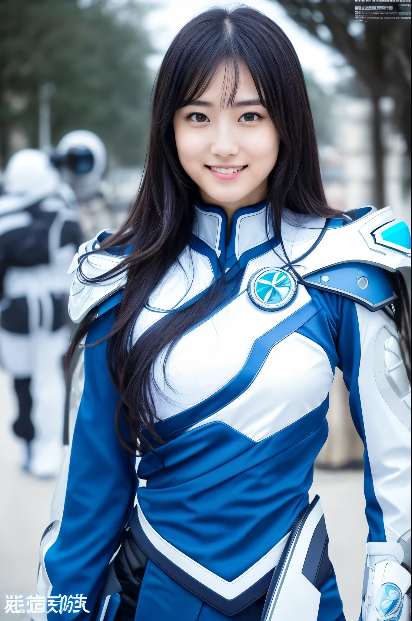 You are a professional photographer。future、Beautiful Eyes、 ((Highest quality)), Clear contours, Woman with beautiful face, (((One Girl,alone))), ((Beautiful Eyes)), Sex Appeal,Albedo and Specular Maps、Accurate simulation of lightweight material interactions、 ayaka cosplay, Outfit with blue accents, Complicated costumes, Inspired by Ren Mei, Light Smile、perfect body