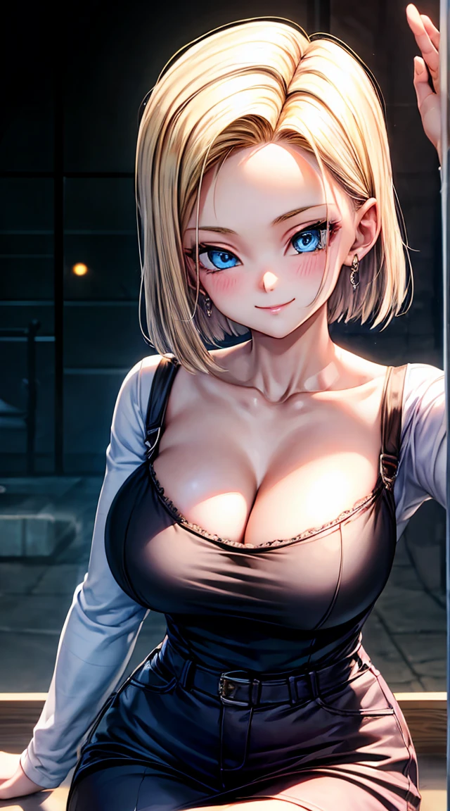 Fille sexy, large breast, roof of a hotel, sun set, seductive, chemise blanche, cheveux blonds, blue eye, detailed eyes, hourglass _forme du corps, Ultra detailed, 4K Ultra HD, smiling, flirty smile, blushes, jewels, 比基尼,