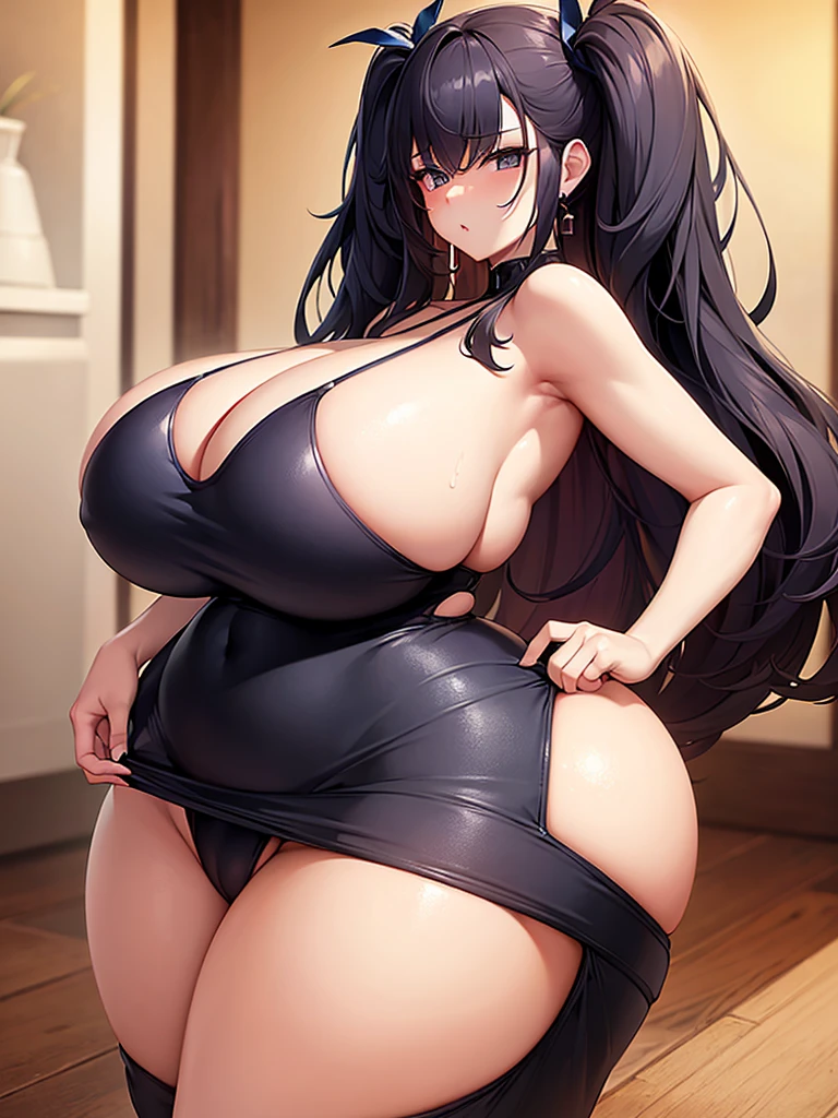 A very beautiful  little pervert with huge  and huge thighs and a huge  in a very small, oversized open  shows off her curvaceous forms 
