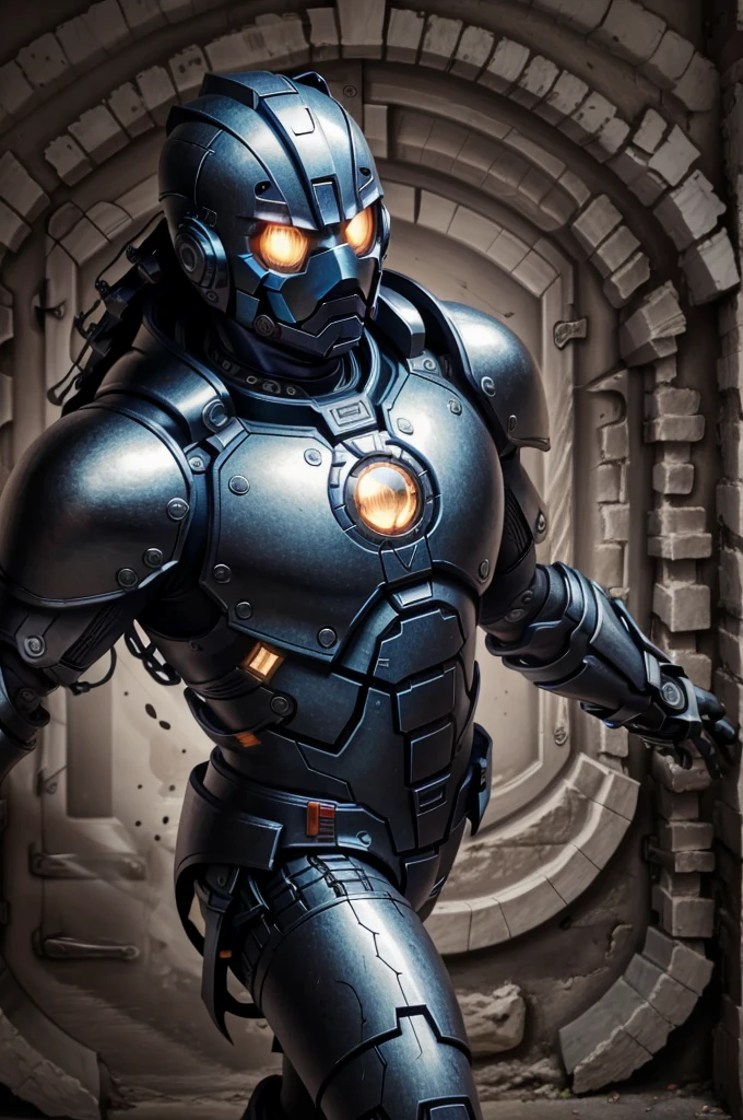 (masterpiece, best quality), horror armor man, black hear cute,