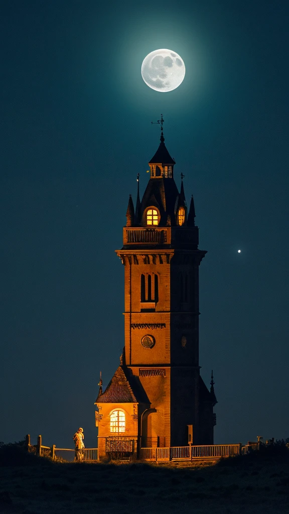 High quality, high resolution fantasy Colorful moon illuminated by light