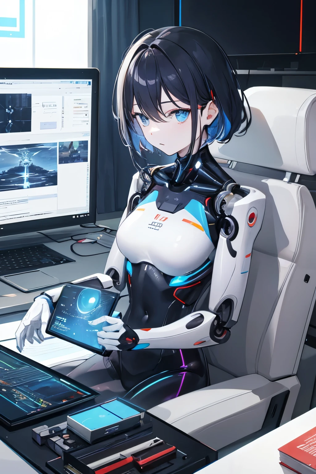 ((best qualityer)), ((work of art)), (detailded), a virtual assistant robot, Artificial Intelligence Specialist, cool, good people