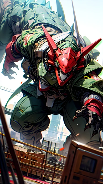 masterpiece、Highest quality、high resolution、8K、Giant monster robot、dinosaur