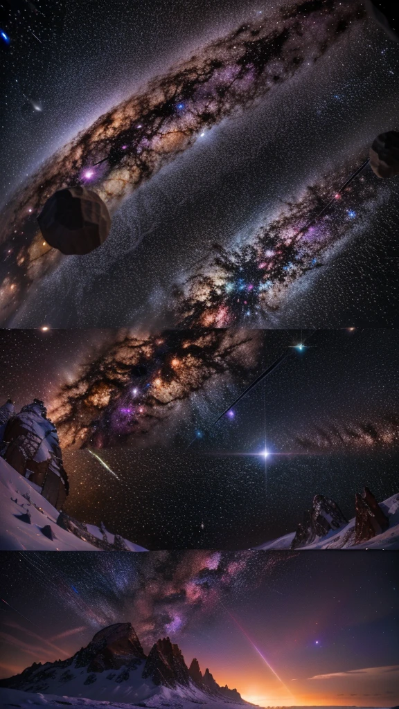 (Purple bright light) Nebula in the background, View from the planet, (Ultra-realistic), (masterpiece), Interstellar, Milky Way, 8K, Awesome Screensaver, Live Wallpapers
