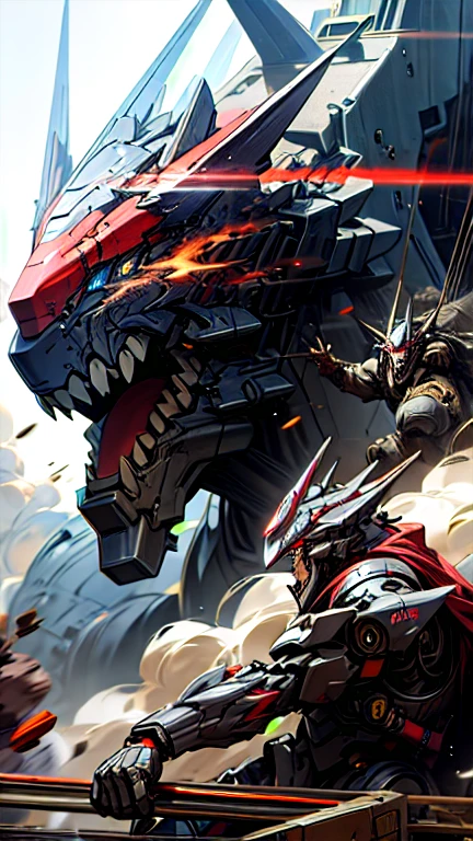 masterpiece、Highest quality、high resolution、8K、Giant monster robot、Mechagodzilla、Battle with monsters