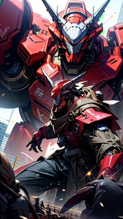 masterpiece、Highest quality、high resolution、8K、Giant monster robot、Mechagodzilla、Battle with monsters