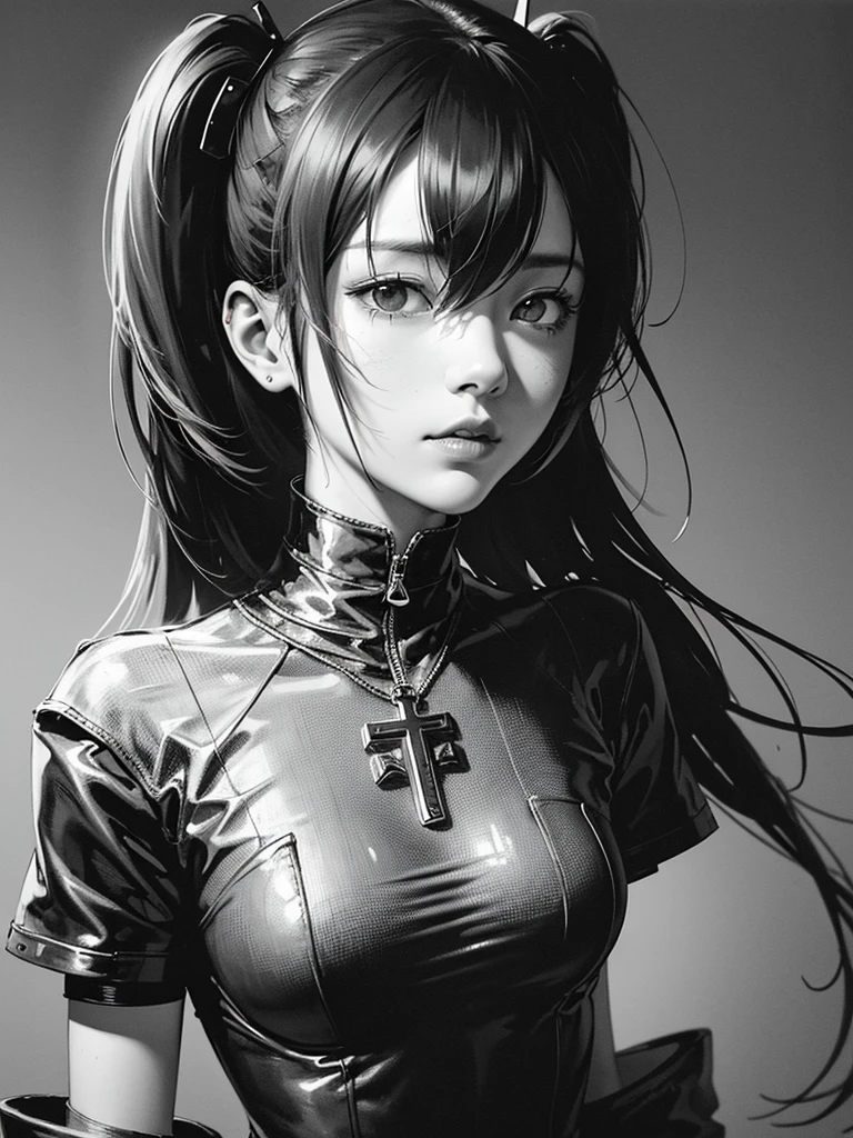 ((potrait)), ((complexity with details)), ((black and white)), ((little light yellow for shading)), ((cross hatching for shading)), ((simple shading)), (dystopia atmosphere), ((tsutomu nihei)), ((many details)), ((sketch)), ((extreme dark shade)), ((many messy thin lines for shading)), one girl wandering around, forest, weird colorful plants, huge trees, AddXL, anime coloring, Hatsune Miku,