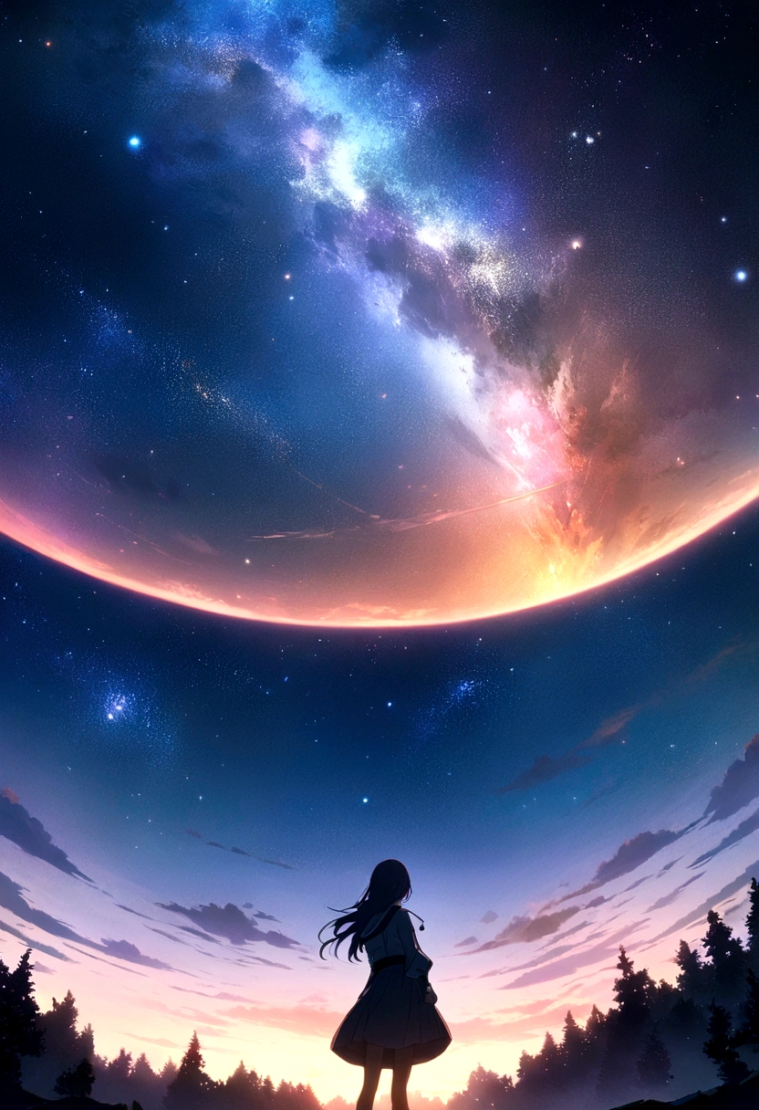 Anime Wallpaper with sky and starry sky views, Space Sky. by Makoto Shinkai, anime art wallpaper 4k, anime art wallpaper 4k, Anime Art Wallpapers 8K, Anime Sky, Awesome Wallpapers, anime wallpaper 4k, anime wallpaper 4k, 4k anime wallpaper, Makoto Shinkai Cyril Rolland, Anime Background Art