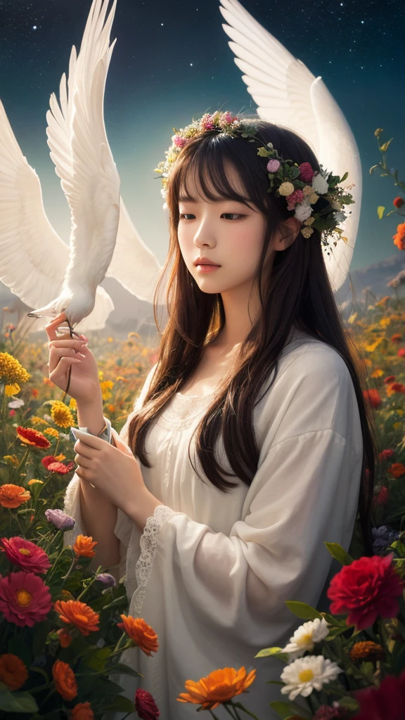「Heavenly Dreams」Create a unique painting inspired by,'Blends space imagery and dreamscapes into a surreal masterpiece