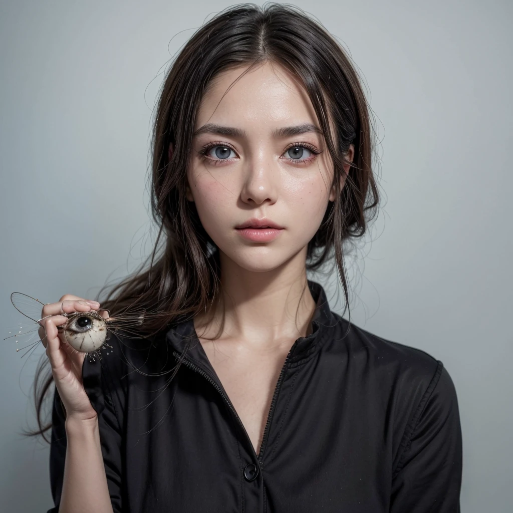 I want this same image but with better quality and with the eye corrected since there is a bug in her eye. If you want and think it's better, you can make her smile