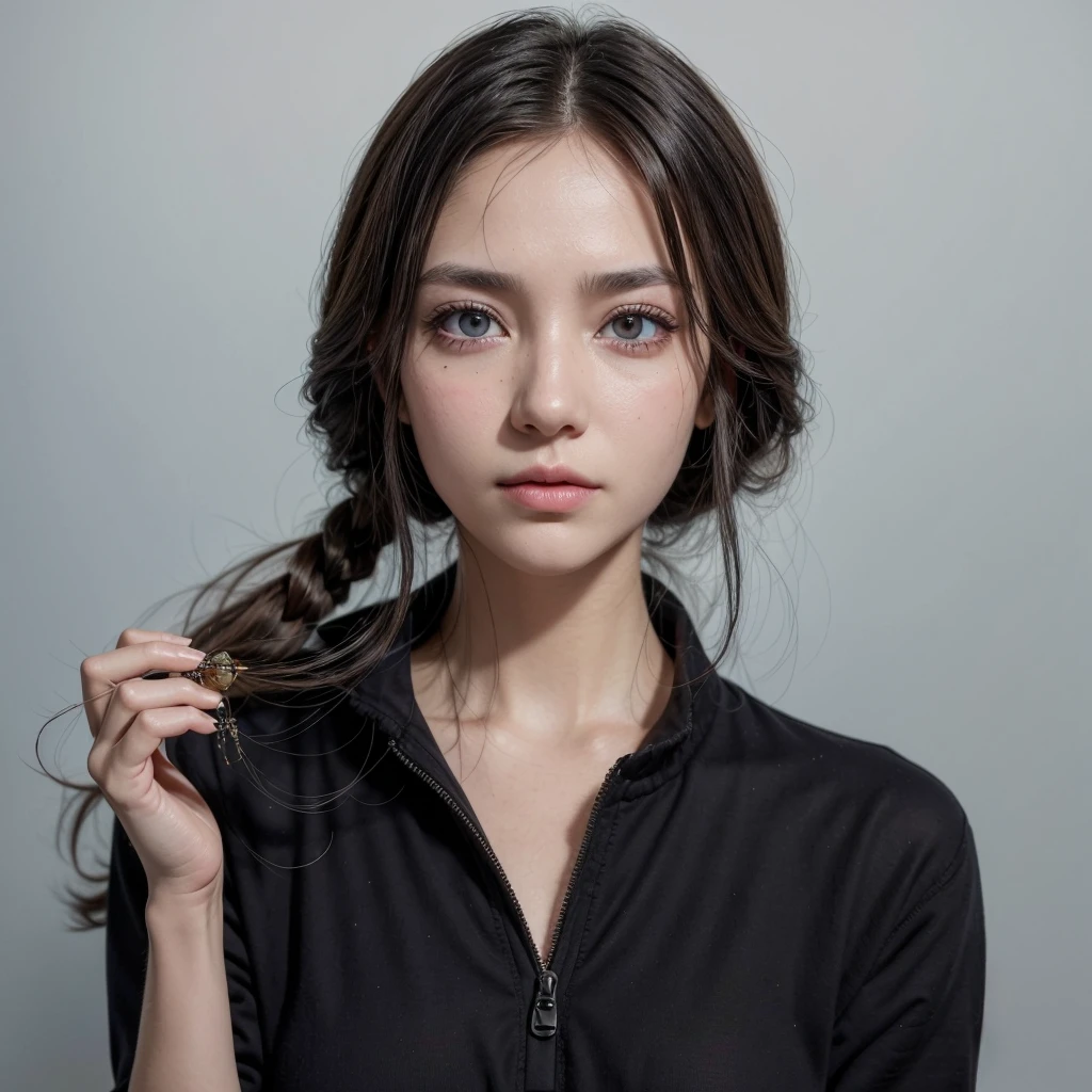 I want this same image but with better quality and with the eye corrected since there is a bug in her eye. If you want and think it's better, you can make her smile