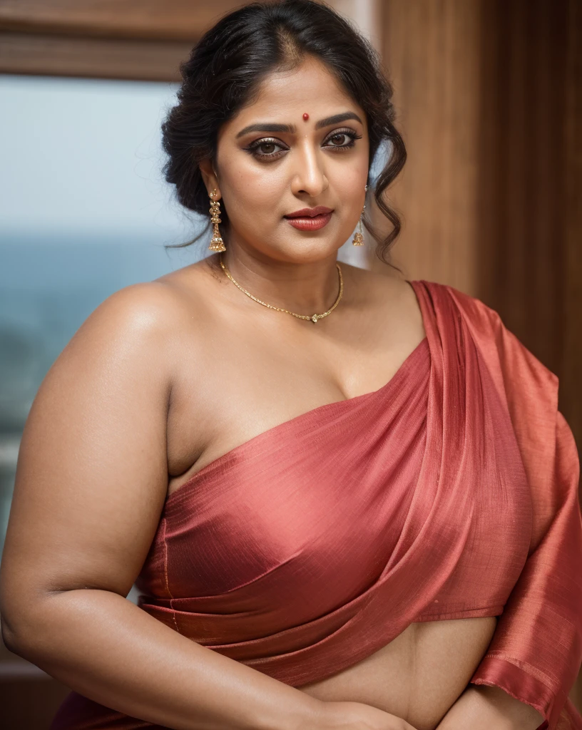 50yo mature MILF Anushka Shetty,((best quality)), ((masterpiece)), ((realistic)), eye kajal, mascara, red lips, sensual Beauty, mommy,  full figured mommy, provoking body, extreme sweat, sweat soaked skin, slight stretch marks, alluring figure,  bulging figure, thick charming lady, curvy, thick navel, full figured woman, eye kajal, massive breast, full body, styled hair, pierced eyes, female face,royal aura, trend on artstation , sharp focus, studio photo, intricate detail, very detailed, detailed eye, illustration, very detailed, sharp focus, digital render, professional, 4k