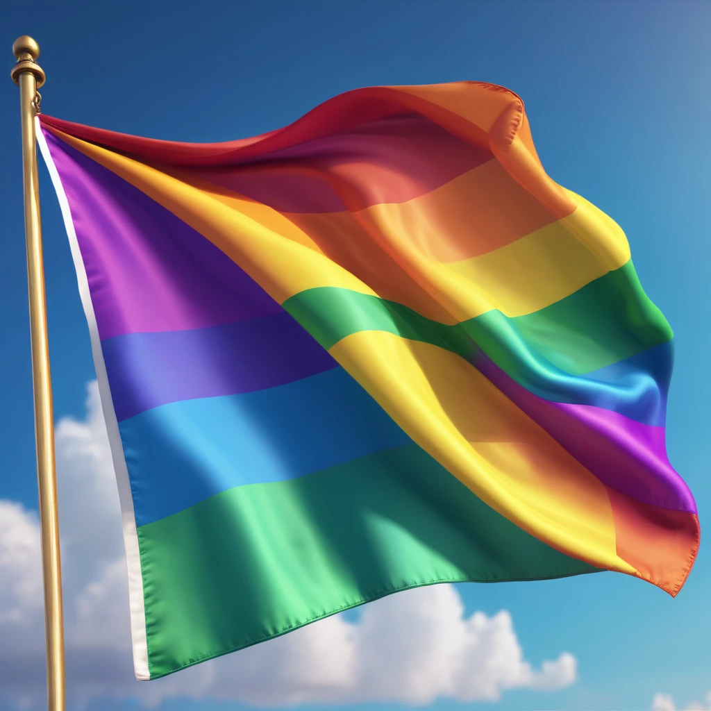 a beautiful waving pride rainbow flag, highly detailed, vibrant colors, elegant, LGBT symbol, 4k, photorealistic, studio lighting, dynamic composition, dramatic lighting, cinematic, intricate details, sharp focus, dynamic movement, fluttering fabric, striking visual impact
