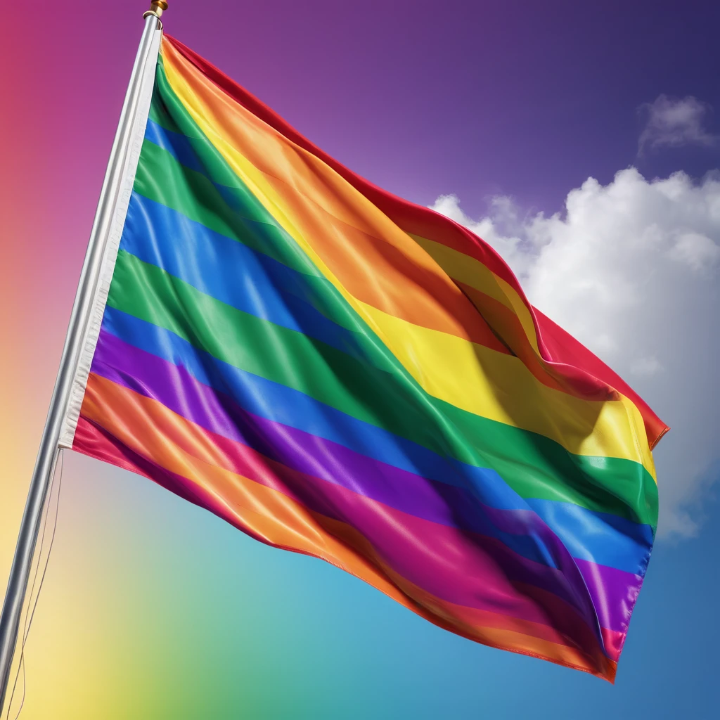 a beautiful waving pride rainbow flag, highly detailed, vibrant colors, elegant, LGBT symbol, 4k, photorealistic, studio lighting, dynamic composition, dramatic lighting, cinematic, intricate details, sharp focus, dynamic movement, fluttering fabric, striking visual impact