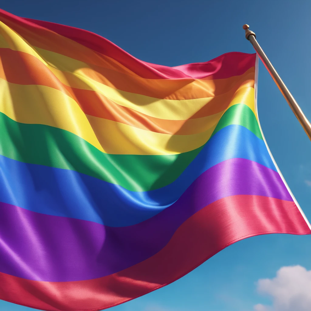 a beautiful waving pride rainbow flag, highly detailed, vibrant colors, elegant, LGBT symbol, 4k, photorealistic, studio lighting, dynamic composition, dramatic lighting, cinematic, intricate details, sharp focus, dynamic movement, fluttering fabric, striking visual impact