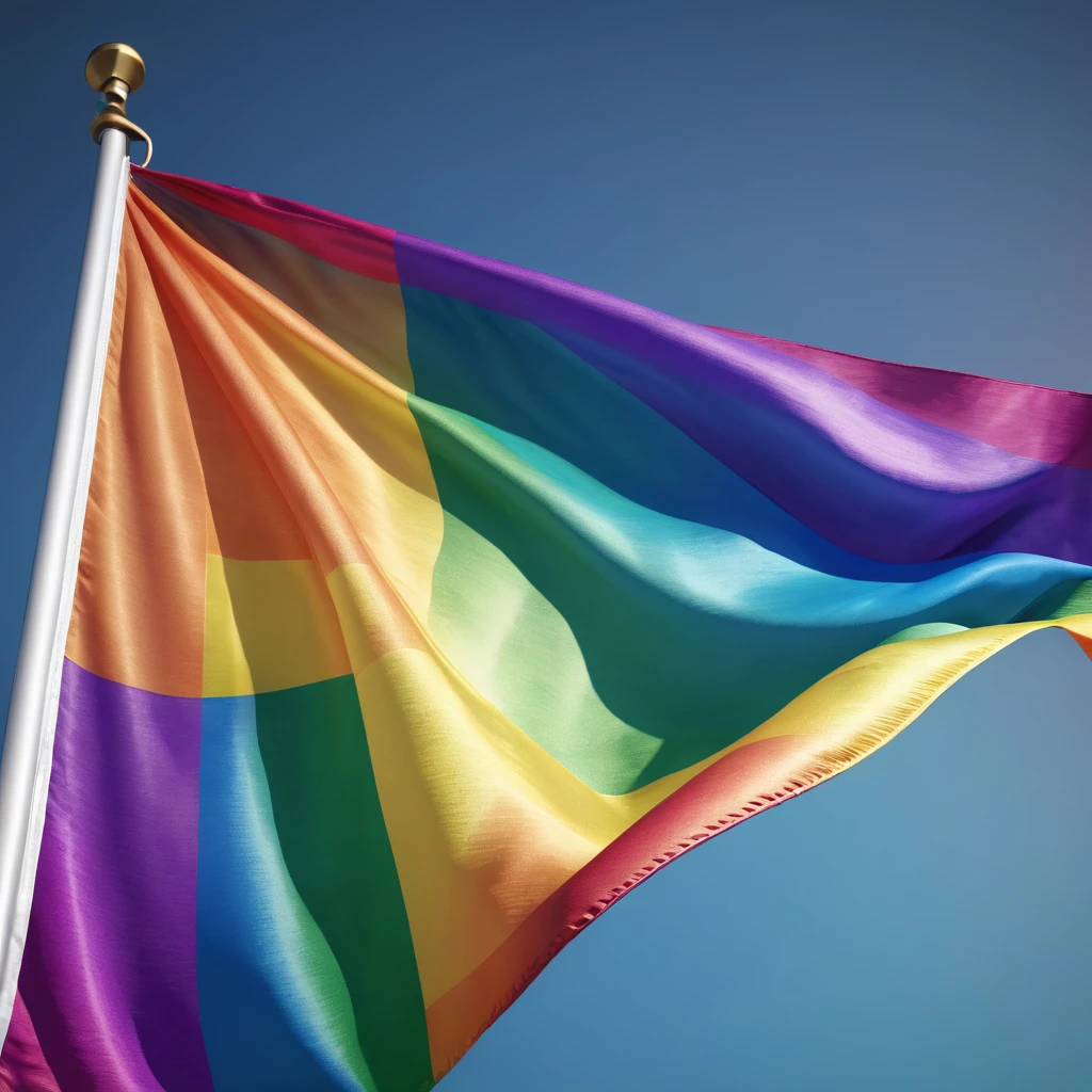 a beautiful waving pride rainbow flag, highly detailed, vibrant colors, elegant, LGBT symbol, 4k, photorealistic, studio lighting, dynamic composition, dramatic lighting, cinematic, intricate details, sharp focus, dynamic movement, fluttering fabric, striking visual impact