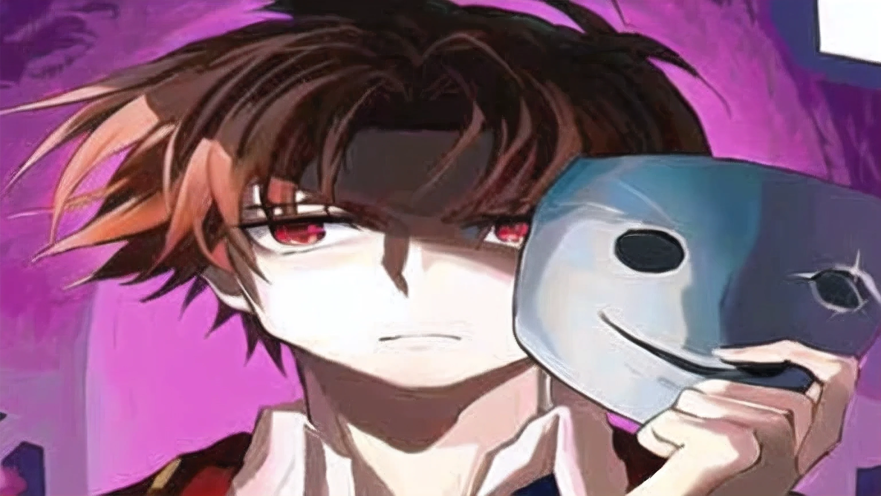 Ayanokoji Kiyotaka,anime boy holding a mask with a sad face, digital art from danganronpa, your eyes are bleeding heavily, ( ( ( yoshinari yoh ) ) ), de Kenshin, hijikata toushirou of gintama, gapmoe yandere, as anime character, High School Dxd, gapmoe yandere grimdark, male anime style