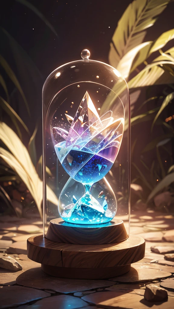 amidst amazonita crystals, hourglass with time running out, amidst amazonita crystals, shine, magical world, high resolution, full hd, disney drawing texture, 4k resolution, best quality,4k,8k,highres,masterpiece:1.2),ultra-detailed,(realistic,photorealistic,photo-realistic:1.37),disney drawing texture,landscape,vibrant colors,dramatic lighting