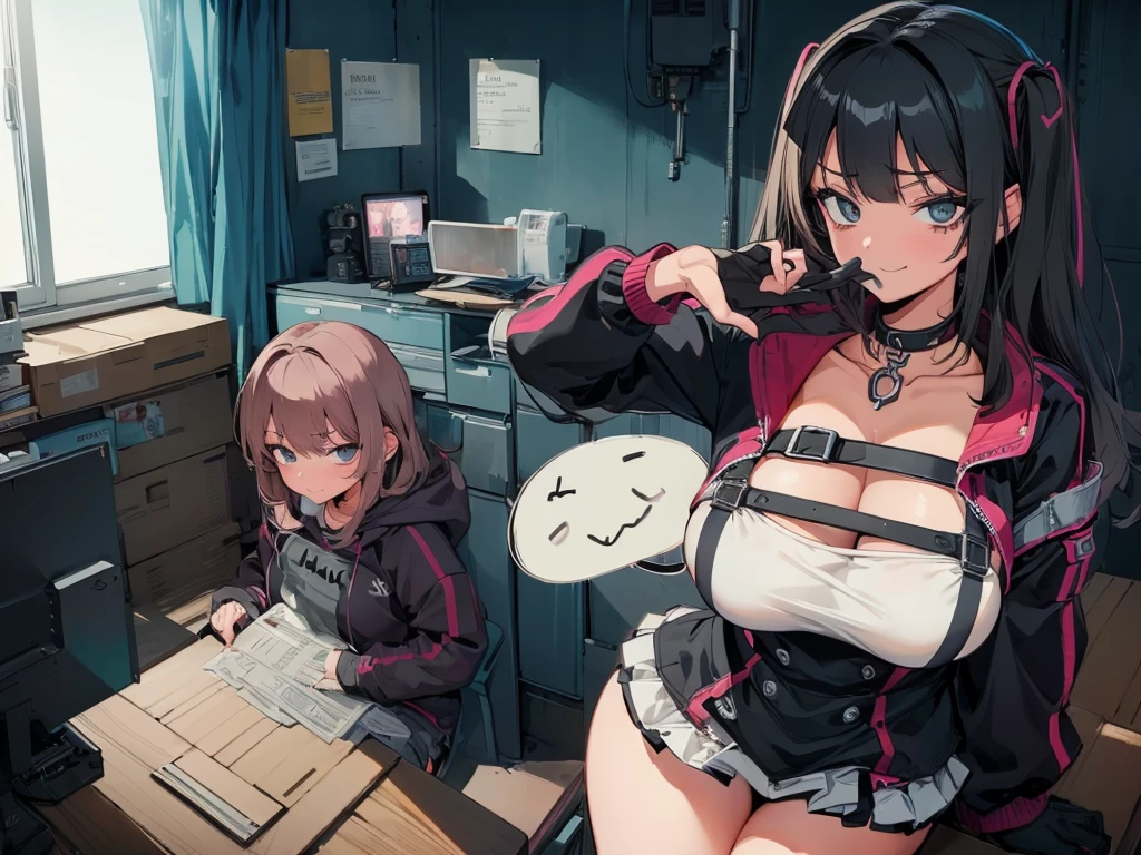 glaring、(Big Breasts)、curvy、(((((1 girl)))))、High-pressure poses、In a dark room、(older sister)、((owncast eyes))、wearing black gloves、Only the mouth is smiling