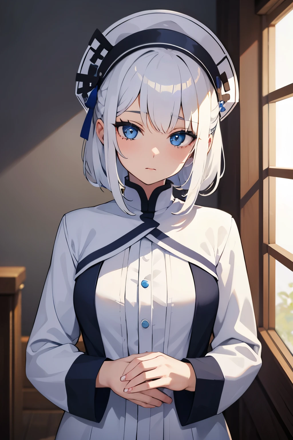 Girl with white hair and blue eyes