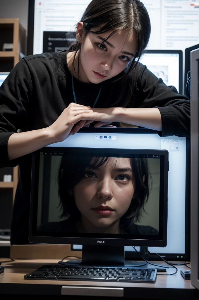 Wearing black hoodie name Lucifer on the chest with black background 