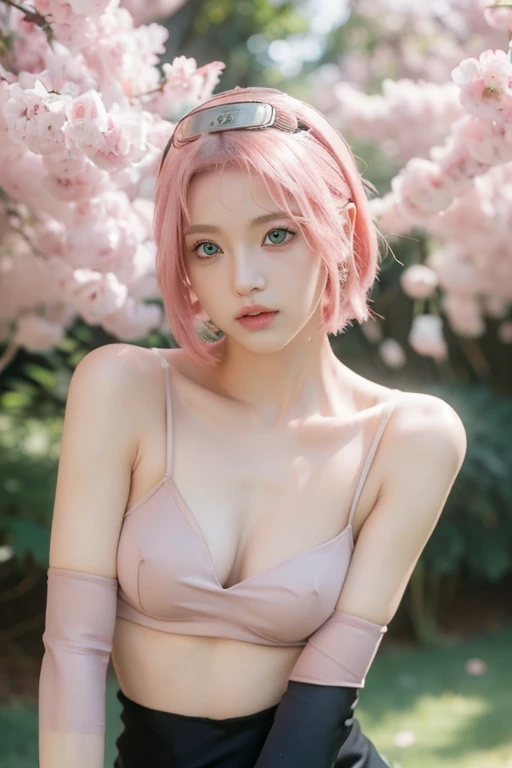 ((Ultra quality)), ((Masterpiece)), Sakura Haruno, ((long pink fur)), (Beautiful cute face), (beautiful female lips), charming, ((sexy  expression)), Look at the camera, eyes slightly open, (White skin color), (blue skin), glow on the body, ((beautiful detailed female eyes)), ((green eyes)), (juicy female lips), (black eyeliner), (beautiful female hands), ((Ideal female figure)), ideal female body, Beautiful waist, beautiful thighs, beautiful small breasts, ((subtle and beautiful)), lies tantalizingly (closeup of face), (Sakura Haruno, tight black leggings) bottom: hidden leaf town, Naruto Shippuden, ((depth of field)), ((high quality clear image)), (clear details), ((high detail)), realistically, professional photo shoot, ((clear focus)), cheered up