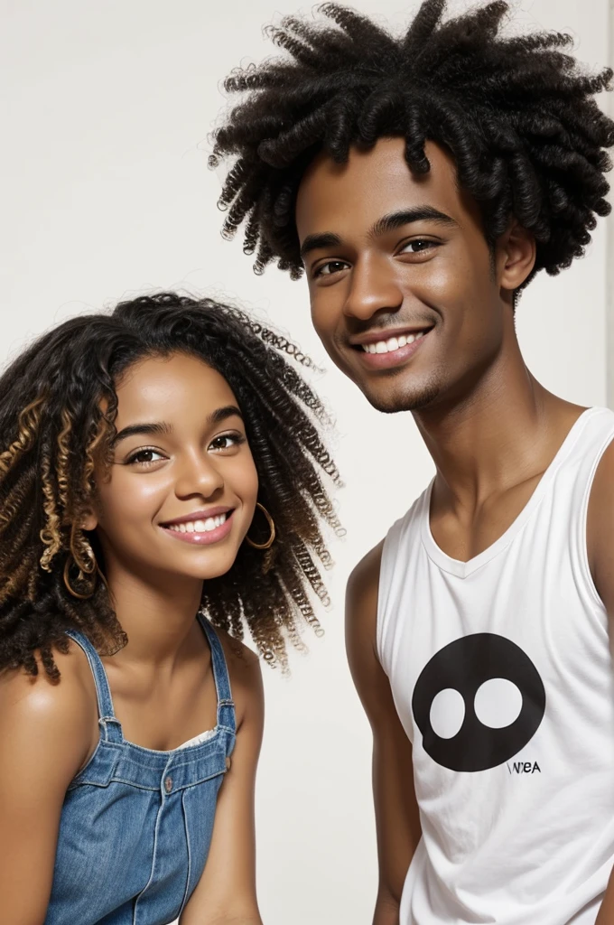 You can create two friends in a podcast, one with dark skin and curly hair and the other with white skin., you can make them in cartoon