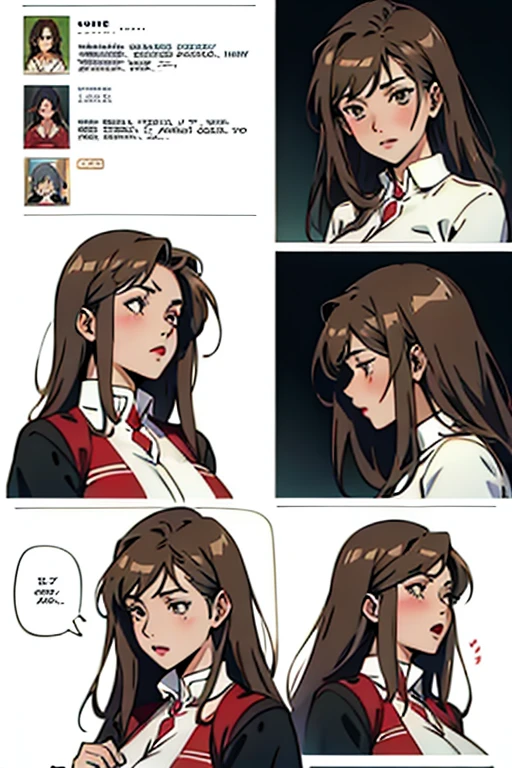 Mature women with long brown hair with lipstick , gentle eyes, holding herbs and meditating shocked , manga page with panels and dialogue    