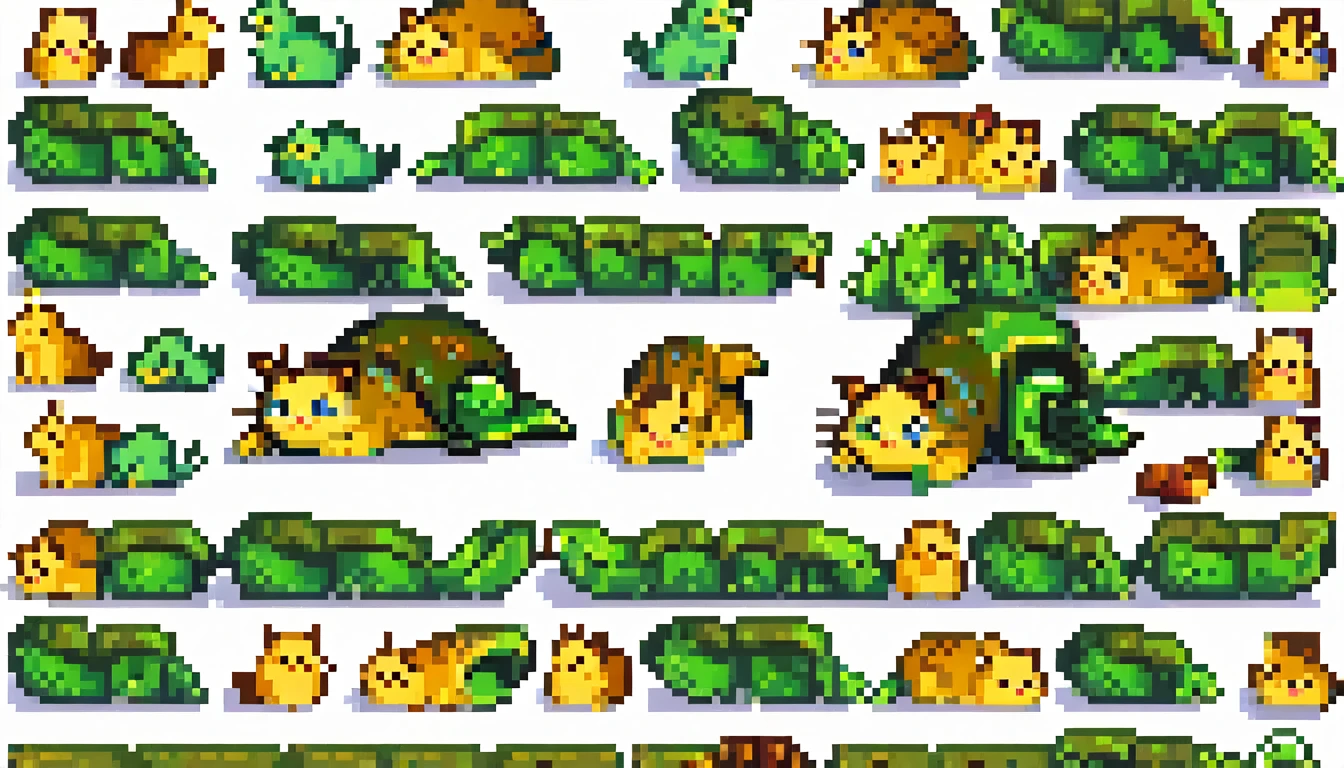 a slug mix of cat and slug in split images of floor animation for game, White background