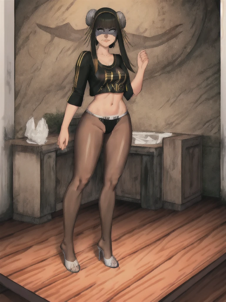 ChunLi, wearing a black thong, underwear, solo, panties, (((wearing a white Real Madrid shirt))), (perfectly proportioned body:1.1), (((bathroom)), soft lighting, smilling ,(solo)),  (standing on one leg:1.2), (standing split:1.3), hand holding one leg up, (black panties), clothes writing, (alone). ((solo:1.5)), big red lips, cameltoe, 1 girl, white Real Madrid shirt, [[[(((big hips)))]]]], perfectly round breasts, hourglass body.  shiny skin, watching the viewer, beautiful hair, beautiful face, beautiful detailed eyes, babyface, beautiful clavicle, beautiful body, beautiful breasts, large breasts:0.5,