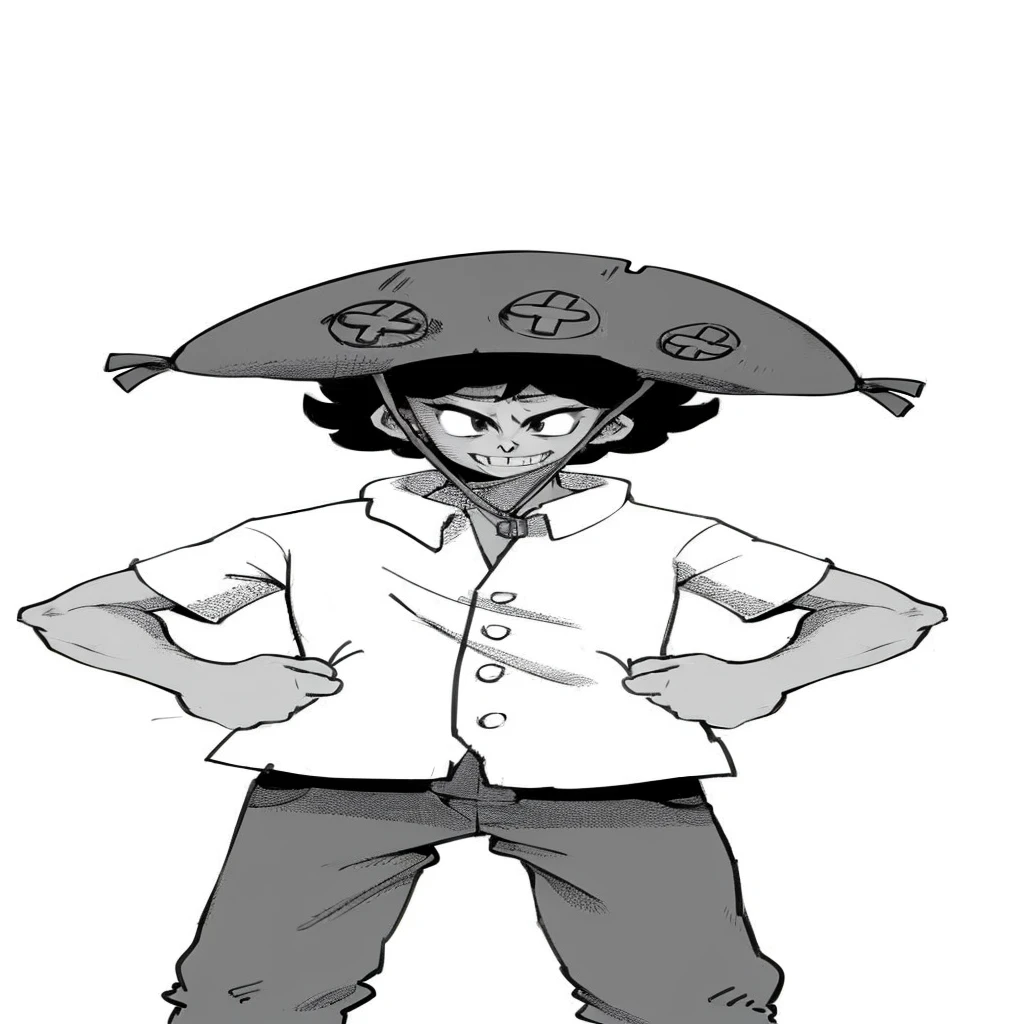 In Yusuke Murata style, maximum details, manter a pose, keep the features, a northeastern bandit.