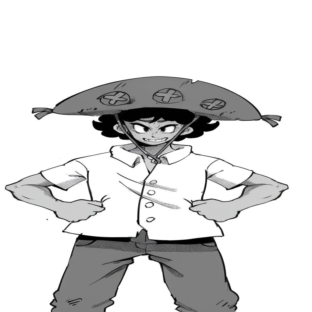 In Yusuke Murata style, maximum details, manter a pose, keep the features, a northeastern bandit.