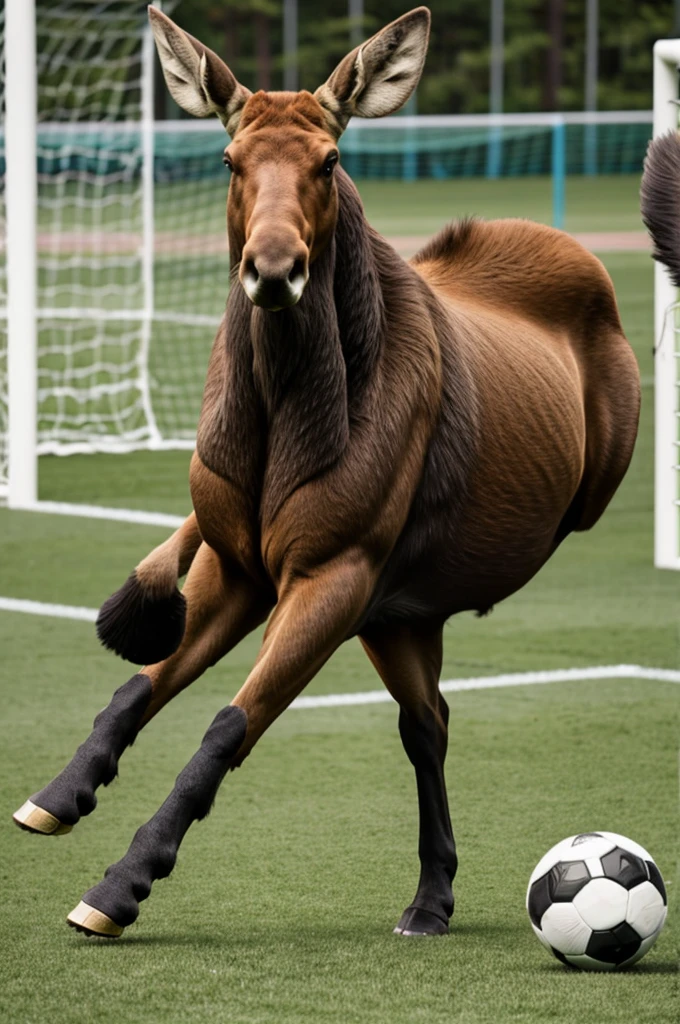 A soccer goalkeeper moose