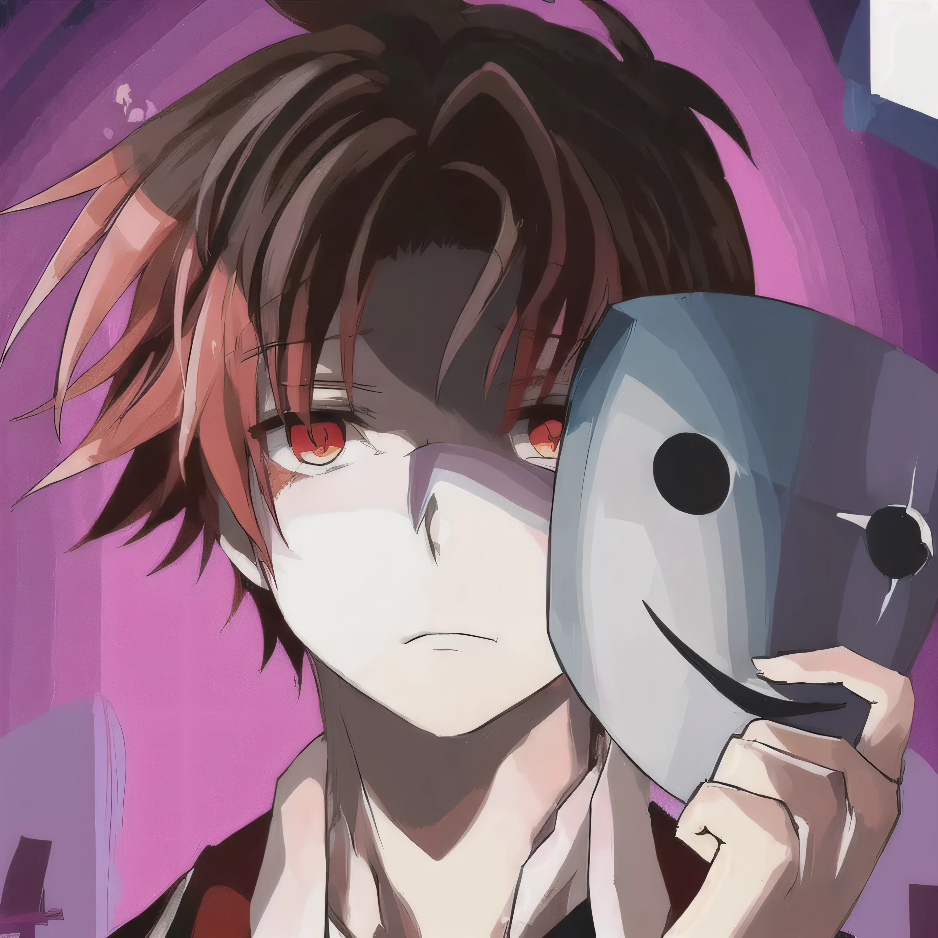 Ayanokoji Kiyotaka,anime boy holding a mask with a sad face, digital art from danganronpa, your eyes are bleeding heavily, ( ( ( yoshinari yoh ) ) ), de Kenshin, hijikata toushirou of gintama, gapmoe yandere, as anime character, High School Dxd, gapmoe yandere grimdark, male anime style